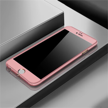Ochranný 360° celotelový plastový kryt s ochranným sklom pre Apple iPhone 6/6S - ružový