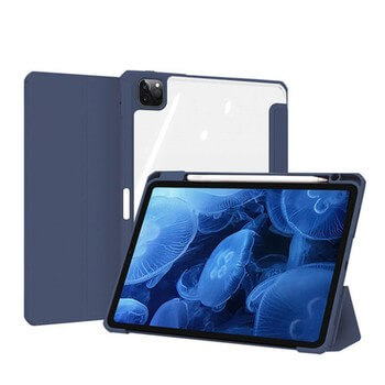 2v1 Smart flip cover+zadný silikónový ochranný obal s držiakom na pero pre Apple iPad 10.2" 2021 (9. generace) - tmavo modrý