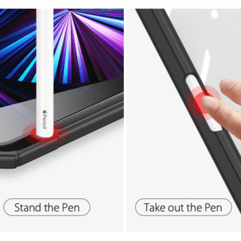 2v1 Smart flip cover+zadný silikónový ochranný obal s držiakom na pero pre Apple iPad Air 5 10.9" (2022,M1) - tmavo modrý
