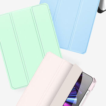 2v1 Smart flip cover+zadný silikónový ochranný obal s držiakom na pero pre Apple iPad 10.2" 2021 (9. generace) - svetlo zelený