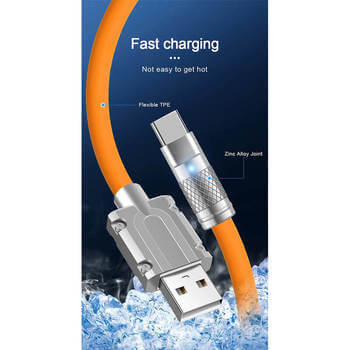 Odolný kábel Lightning - USB 2.0 1m - oranžový