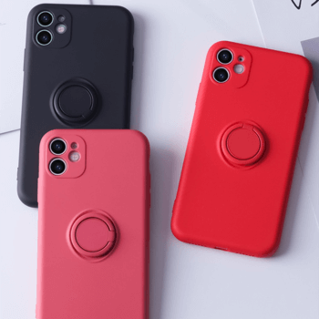 Silikónový ochranný obal s držiakom na prst Apple iPhone 8 - čierny