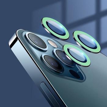 Svietiace ochranné sklo pre objektív fotoaparátu a kamery pre Apple iPhone 13 Pro Max zelené