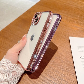 Ochranný silikonový obal s kamínky Apple iPhone 11 - strieborný