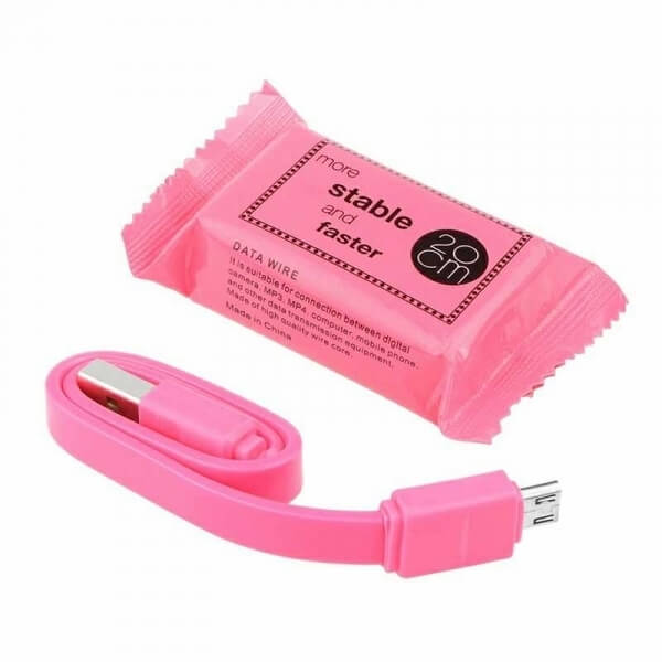 USB dátový a nabíjací kábel Micro USB CANDY v puzdre - ružový