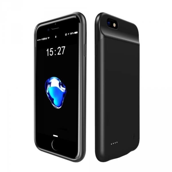 3v1 Silikónové puzdro s externou batériou smart battery case power bánk 3200 mAh pre Apple iPhone 6/6S - čierne