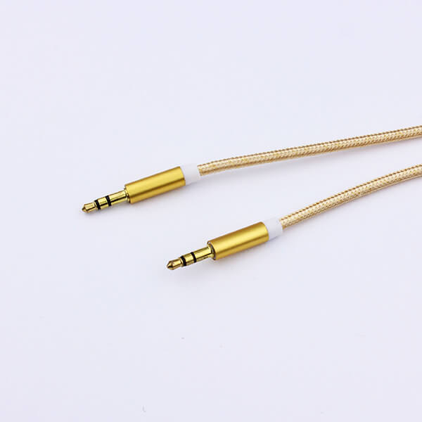 Audio Jack prepojovací nylonový kábel AUX redukcia 1,5 m zlatý