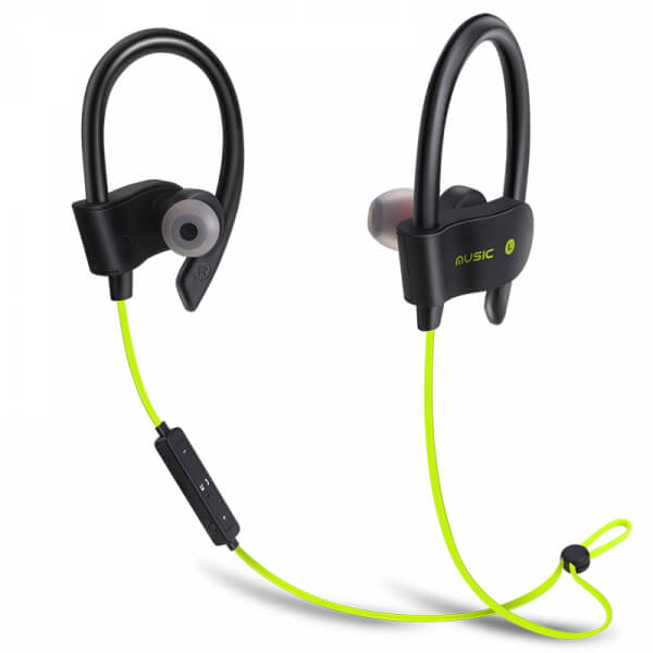 Bezdrôtová Bluetooth športové slúchadlá s ovládaním a hákom za uši - žltá