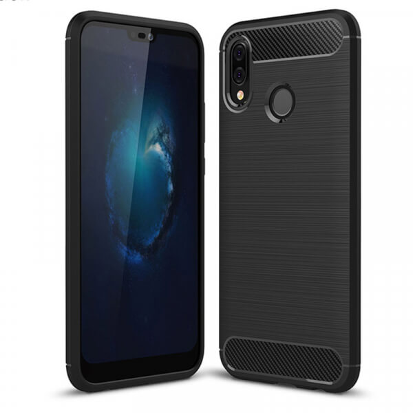 Ochranný silikónový obal karbón pre Huawei P20 Lite - čierny