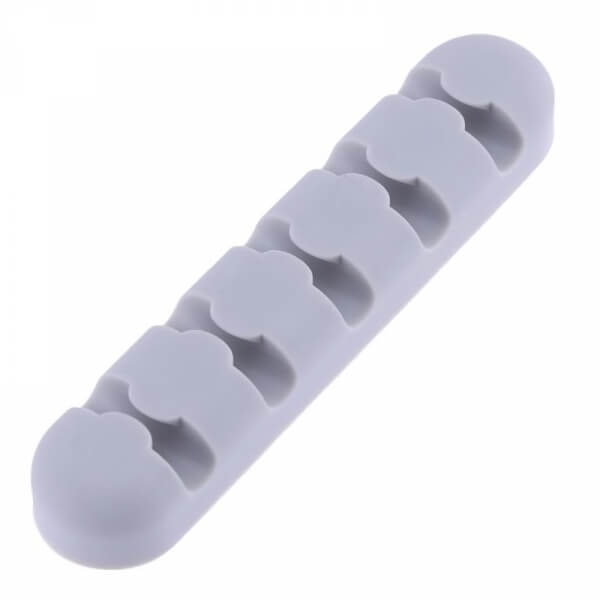 Silikónový organizér a držiak na USB káble 5tich článkový - šedý