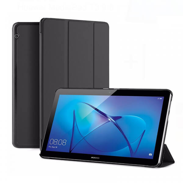2v1 Smart flip cover + zadný plastový ochranný kryt pre Huawei MediaPad T3 10 - čierny