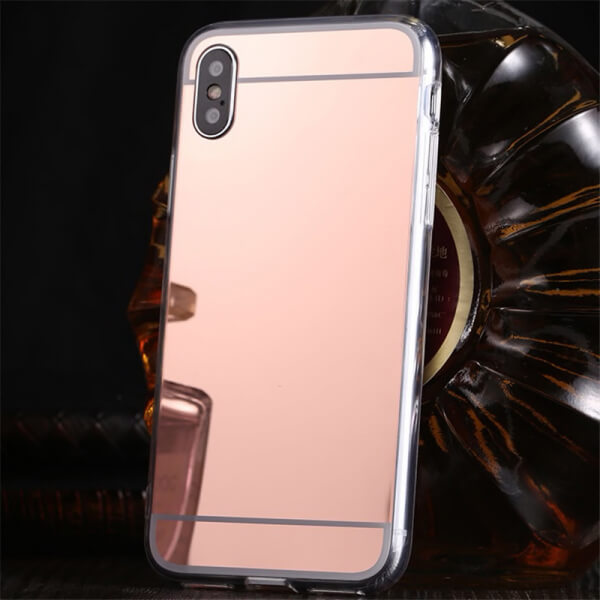 SES Silikónový zrkadlový ochranný obal pre Apple iPhone XR - ružový 4745