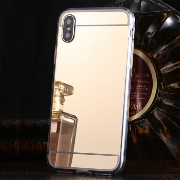 SES Silikónový zrkadlový ochranný obal pre Apple iPhone XR - zlatý 4746