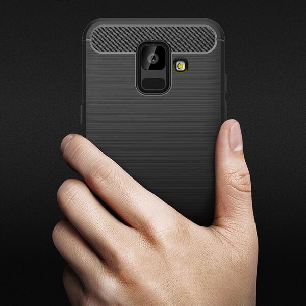 Ochranný silikónový obal karbón pre Samsung Galaxy A6 A600F (2018) - čierny