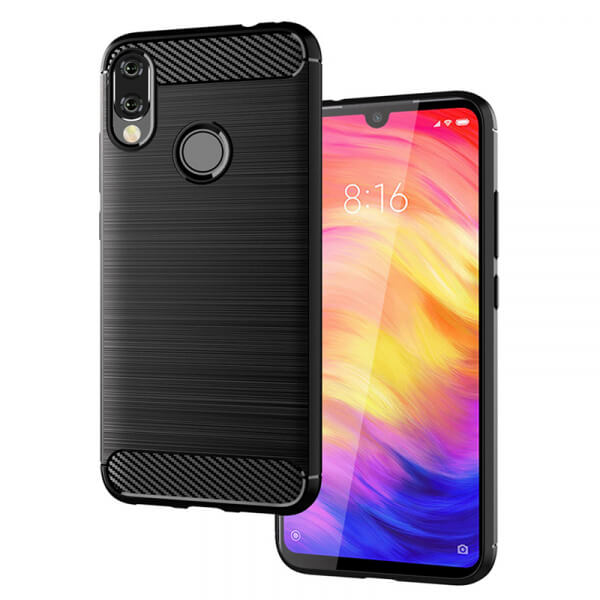 Ochranný silikónový obal karbón pre Xiaomi Redmi 7 - čierny