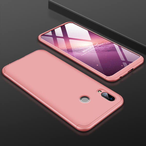 Ochranný 360 ° celotelový plastový kryt pre Huawei Y6 2019 - ružový
