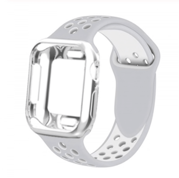 Silikónový obal s pásikom pre chytré hodinky Apple Watch 40 mm (4.série) - šedý