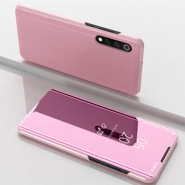Zrkadlový plastový flip obal pre Xiaomi Mi A3 - ružový
