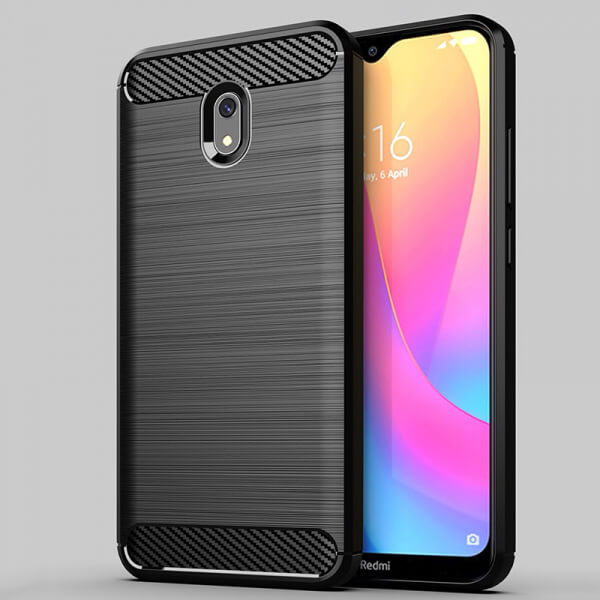 SES Ochranný silikónový obal karbón pre Xiaomi Redmi 8A - čierny 6334
