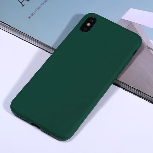 Extrapevný silikónový ochranný kryt pre Apple iPhone X/XS - tmavo zelený