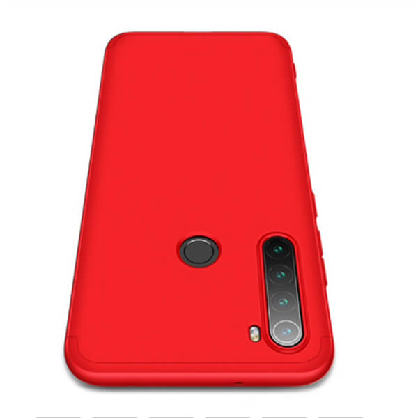 Ochranný 360 ° celotelový plastový kryt pre Xiaomi Redmi Note 8T - červený