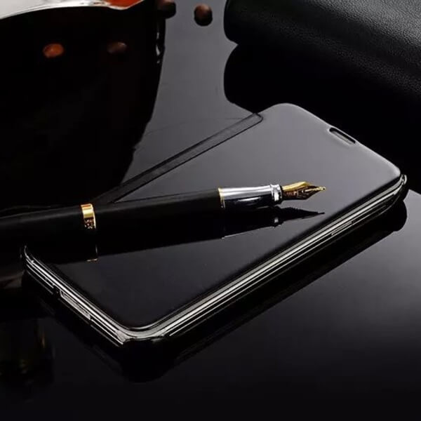 SES Zrkadlový silikónový flip obal pre Samsung Galaxy A51 A515F - čierny 6627