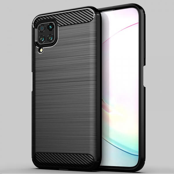 Ochranný silikónový obal karbón pre Huawei P40 Lite - čierny