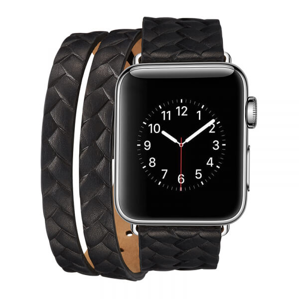 Luxusné pásik remienok pre Apple Watch 38 mm (2.+3.série) z pravej kože - čierny