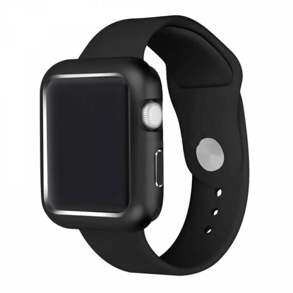 Magnetický hliníkový ochranný rámik pre Apple Watch 44 mm (5.série) - čierny