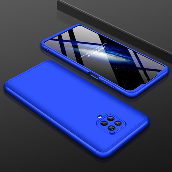 Ochranný 360 ° celotelový plastový kryt pre Xiaomi Redmi Note 9 - modrý