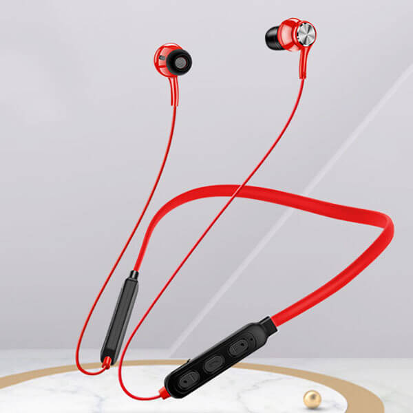 Športové Bluetooth bezdrôtová slúchadlá s ovládaním a magnety - červená