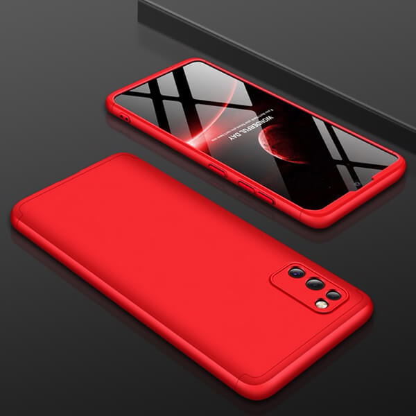 Ochranný 360 ° celotelový plastový kryt pre Samsung Galaxy A41 A415F - červený