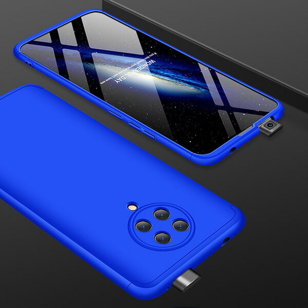 Ochranný 360 ° celotelový plastový kryt pre Xiaomi Poco F2 Pro - modrý