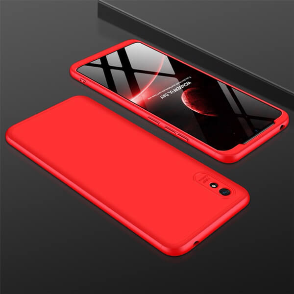 Ochranný 360 ° celotelový plastový kryt pre Xiaomi Redmi 9A - červený