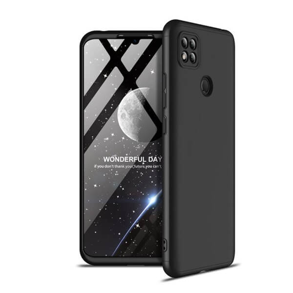 Ochranný 360 ° celotelový plastový kryt pre Xiaomi Redmi 9C - čierny