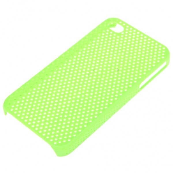 Plastový dierkovaný ochranný kryt pre Apple iPhone 4/4S - zelený
