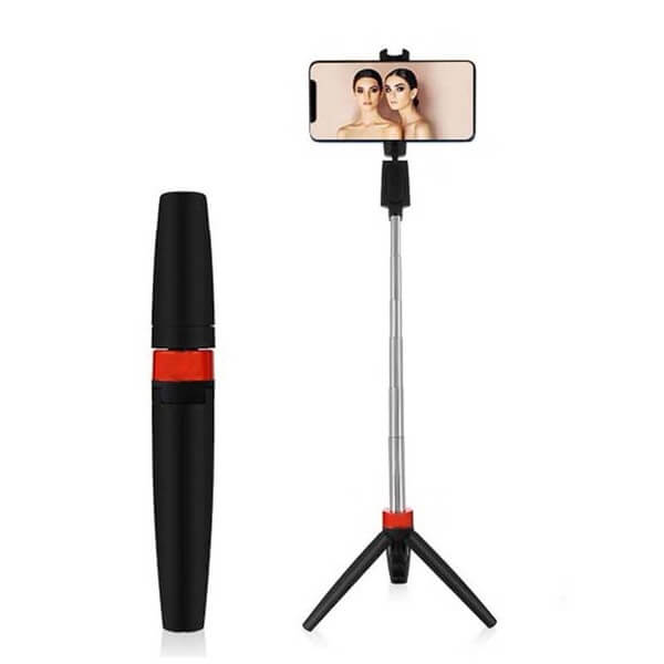 3v1 Bluetooth bezdrôtová skladacia selfie tyč 70 cm s Tripod statívom as diaľkovým ovládaním - čierna