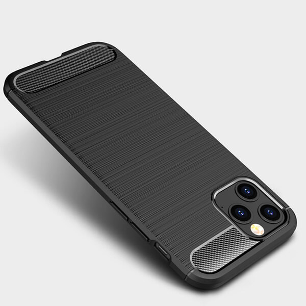 SES Ochranný silikónový obal karbón pre Apple iPhone 12 Pro Max - čierny 8118