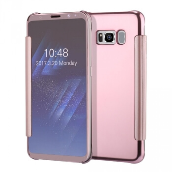Zrkadlový plastový flip obal pre Samsung Galaxy S8 G950F - ružový