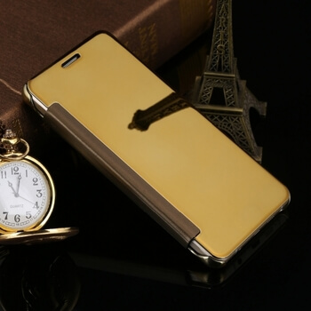 Zrkadlový plastový flip obal pre Samsung Galaxy S8 G950F - zlatý