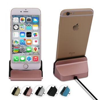 Hliníkový stojan a dokovacia stanica s Lightning konektorom pre Apple iPhone ružový