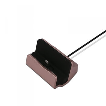 Hliníkový stojan a dokovacia stanica s Lightning konektorom pre Apple iPhone ružový