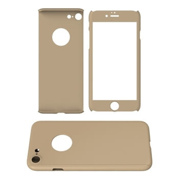 Ochranný 360° celotelový plastový kryt s ochranným sklom pre Apple iPhone 6/6S - čierny