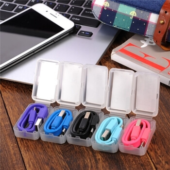 USB dátový a nabíjací kábel Lightning CANDY v puzdre pre Apple - fialový