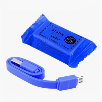 USB dátový a nabíjací kábel Micro USB CANDY v puzdre - modrý