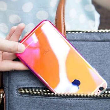 Dúhový plastový ultratenký kryt pre Apple iPhone 6/6S - ružovo žltá dúha