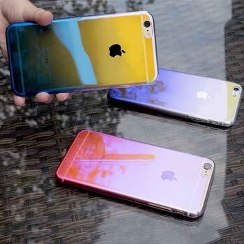 Dúhový plastový ultratenký kryt pre Apple iPhone 6/6S - ružovo žltá dúha