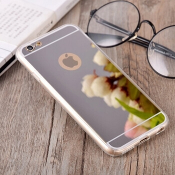 Silikónový zrkadlový ochranný obal pre Apple iPhone 8 - strieborný