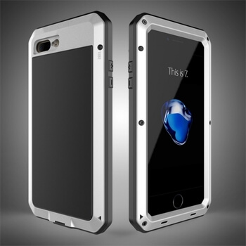 EXTRÉMNE odolný hliníkovo-silikónový obal pre Apple iPhone 8 Plus - strieborný