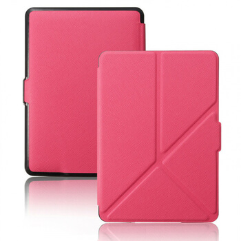 Kožený flipový kryt pre čítačku elektronických kníh so stojanom Paperwhite 3 SES - ružový